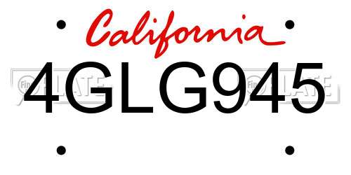 4GLG945 California License Plate