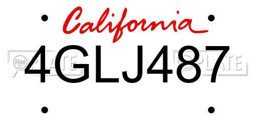 4GLJ487 California License Plate