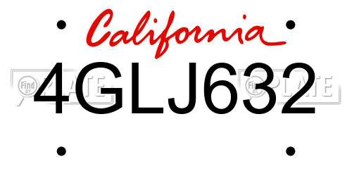 4GLJ632 California License Plate