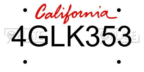 4GLK353 California License Plate