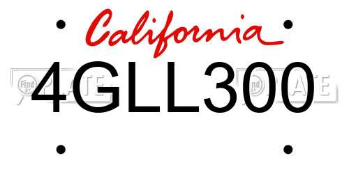 4GLL300 California License Plate