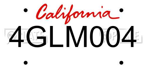 4GLM004 California License Plate