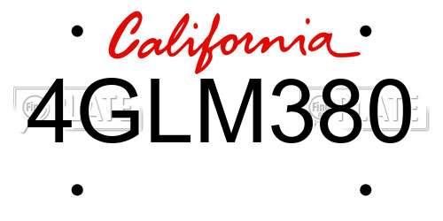 4GLM380 California License Plate