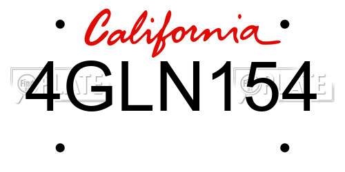 4GLN154 California License Plate