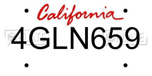 4GLN659 California License Plate
