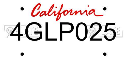 4GLP025 California License Plate