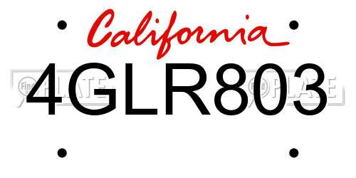 4GLR803 California License Plate