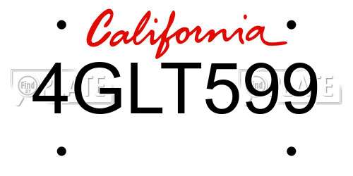 4GLT599 California License Plate