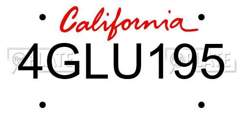 4GLU195 California License Plate