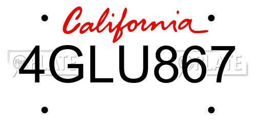 4GLU867 California License Plate