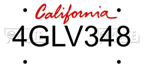 4GLV348 California License Plate