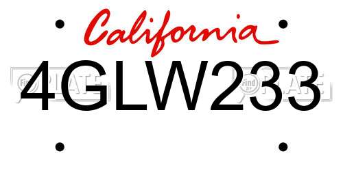 4GLW233 California License Plate