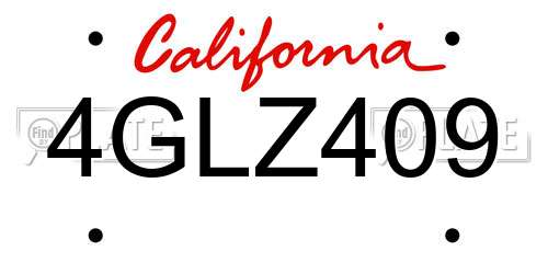 4GLZ409 California License Plate