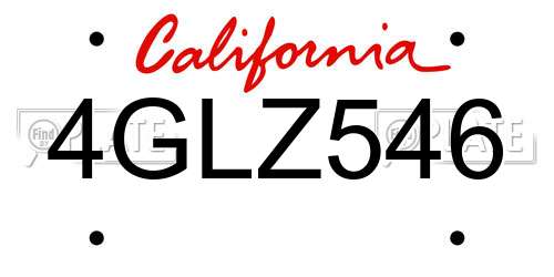 4GLZ546 California License Plate