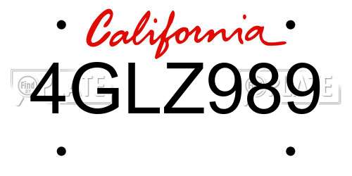 4GLZ989 California License Plate