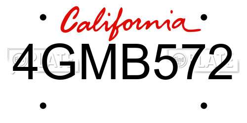 4GMB572 California License Plate