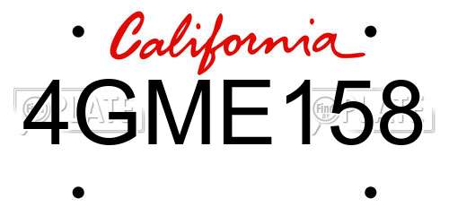 4GME158 California License Plate