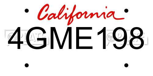 4GME198 California License Plate