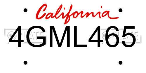 4GML465 California License Plate