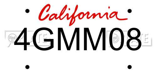 4GMM08 California License Plate