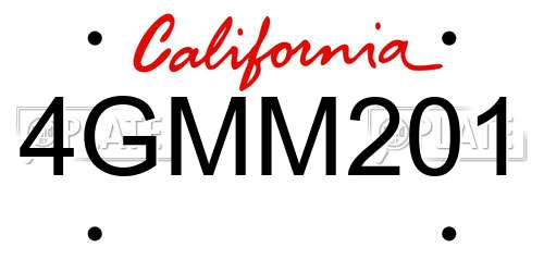 4GMM201 California License Plate