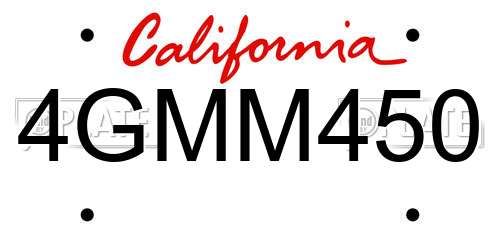 4GMM450 California License Plate