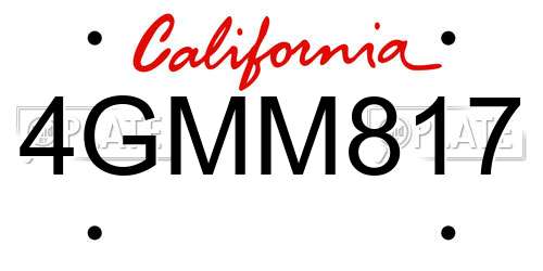 4GMM817 California License Plate