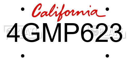 4GMP623 California License Plate