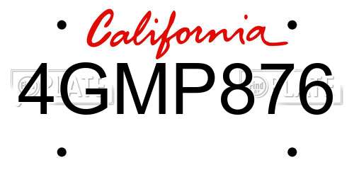 4GMP876 California License Plate