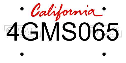 4GMS065 California License Plate