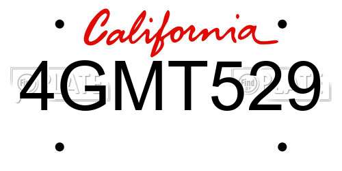 4GMT529 California License Plate