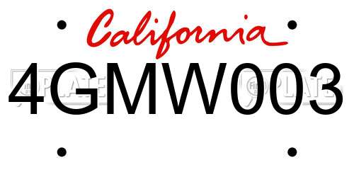 4GMW003 California License Plate
