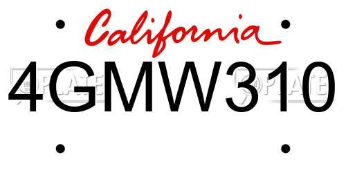 4GMW310 California License Plate