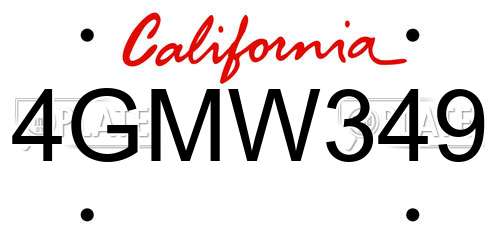 4GMW349 California License Plate