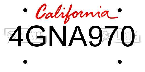 4GNA970 California License Plate