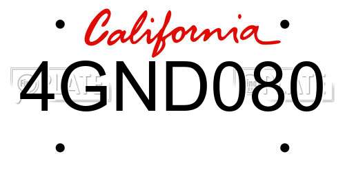 4GND080 California License Plate