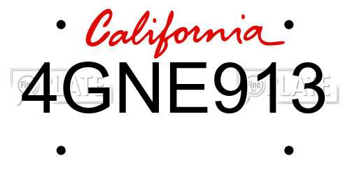 4GNE913 California License Plate