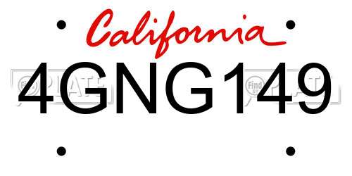 4GNG149 California License Plate
