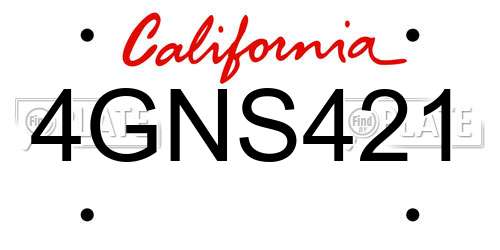 4GNS421 California License Plate