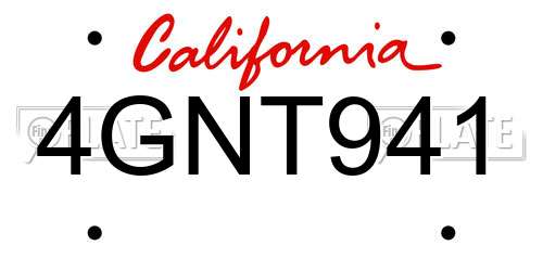 4GNT941 California License Plate