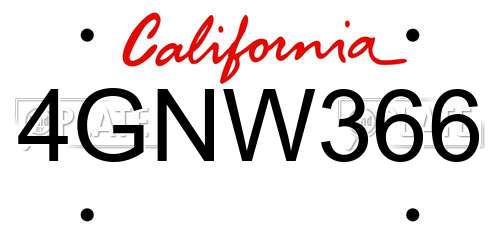 4GNW366 California License Plate