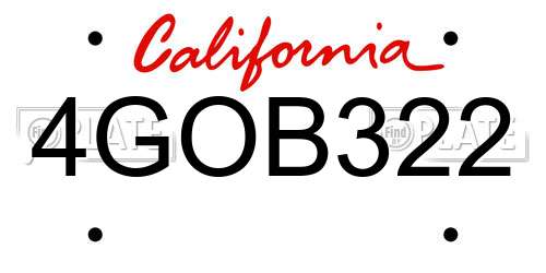 4GOB322 California License Plate