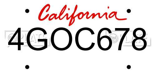 4GOC678 California License Plate