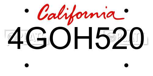 4GOH520 California License Plate