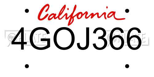 4GOJ366 California License Plate