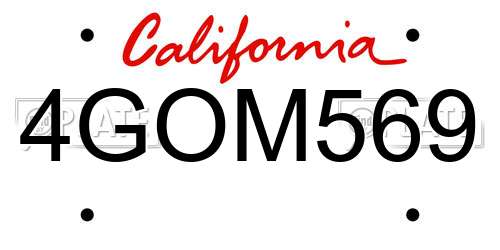 4GOM569 California License Plate