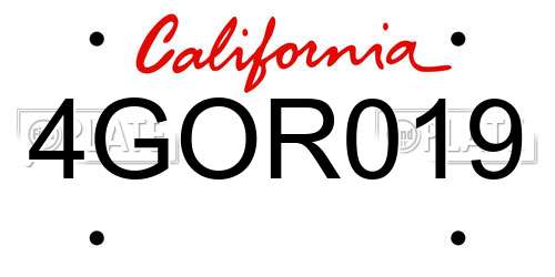 4GOR019 California License Plate