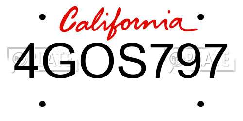 4GOS797 California License Plate