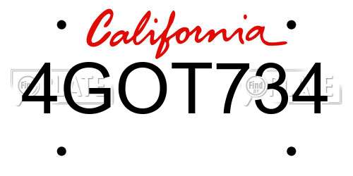 4GOT734 California License Plate