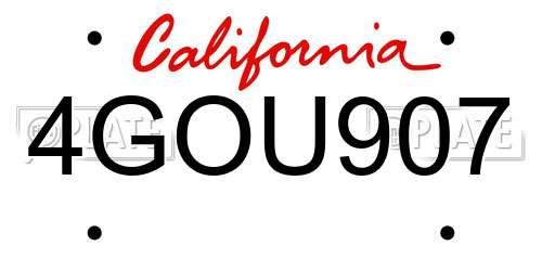 4GOU907 California License Plate